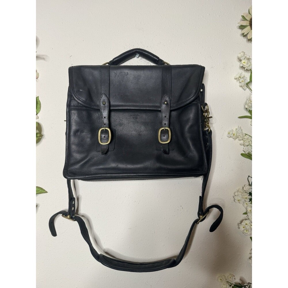 Woods Leather Office Bag Briefcase Black Shoulder Strap Travel